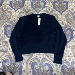 Cropped cashmere crewneck sweater